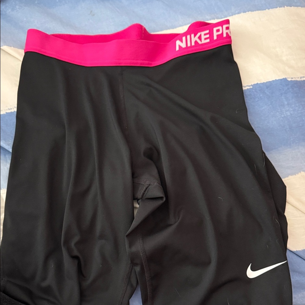 Nike Black Leggings with Pink Waistband